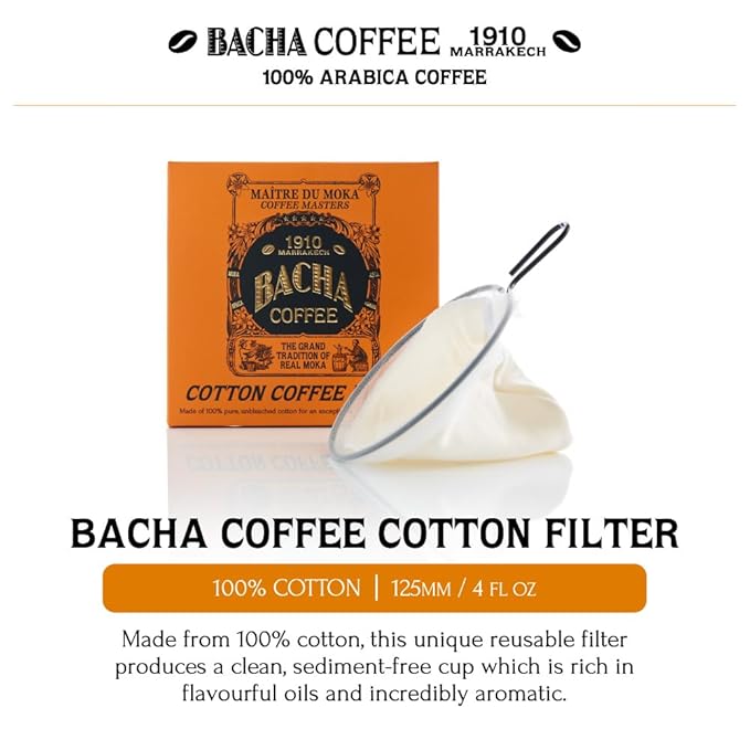 Bacha Coffee | Grand Torino Fine Flavoured Coffee, Autograph Collection, 100% Arabica Specialty Coffee, Ground Beans, Medium Roast, 350g & 100% Cotton Filter, 125mm/4 fl oz Serving Size Bundle