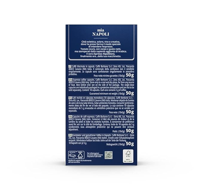 Caffè Borbone Mia Napoli Aluminum Capsules Compatible with Nespresso Original Machines, Medium Roast, 100 Count