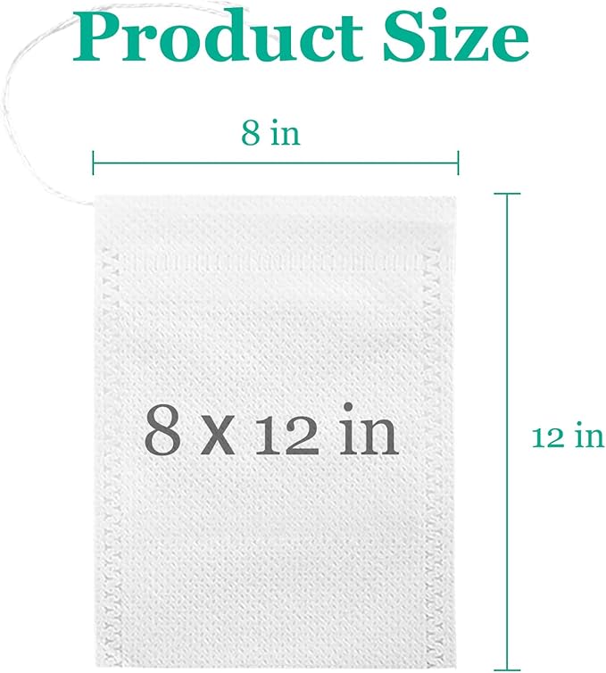 Yzurbu 100pcs 8''x12'' Cold Brew Coffee Bags, No Mess Disposable Filter Bag with Drawstring for Coffee Grounds & Ice Tea