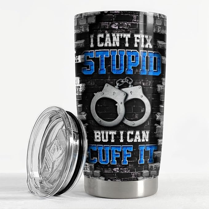 SANDJEST Police Tumbler 20oz Stainless Steel Insulated Coffee Travel Mug Cup Gift for Birthday Christmas
