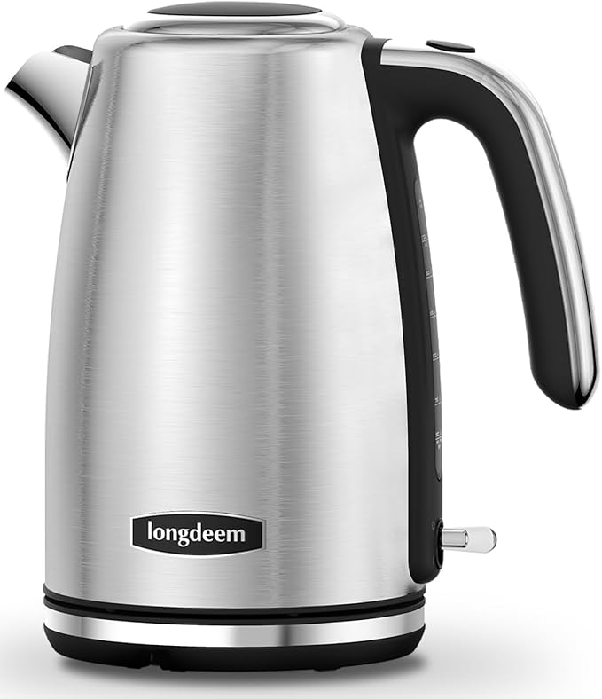 Electric Kettle Stainless Steel - 1.7L 1500W, Auto Shutoff, Fast Boil
