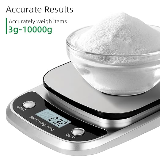 Digital Food Scale, 22 lbs/10kg Multifunction Kitchen Scale with Large Back-lit LCD Display and Tare Function for Cooking Baking Diets