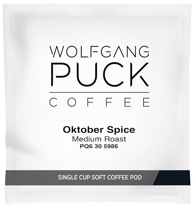 Wolfgang Puck Coffee, Oktober Spice, 12 Gram Soft Pods, 16 Count (Pack of 6)