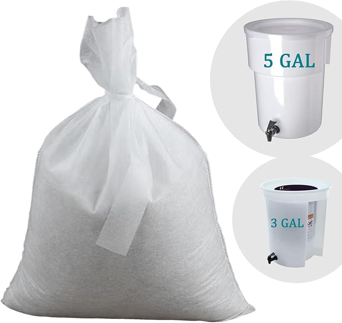 Yzurbu 100pcs 16''x20'' Cold Brew Coffee Filter Bags, No Mess Disposable Filter Bag with Straps for Coffee Shop 5-Gallon Systems