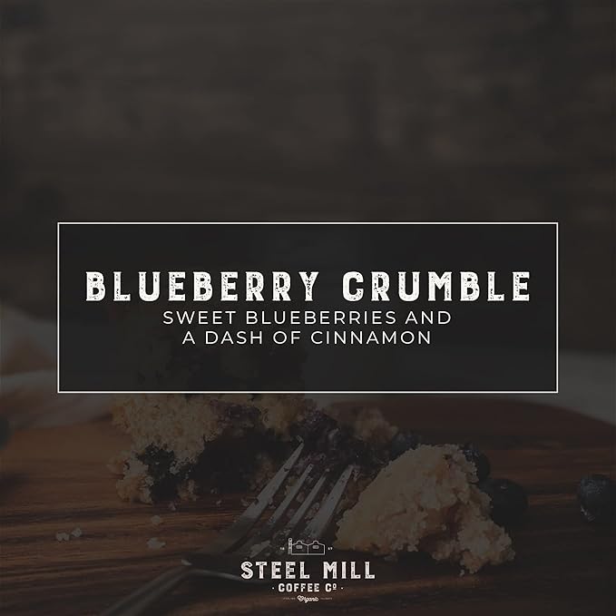 Steel Mill Coffee Co. Blueberry Crumble Flavored Ground Coffee – 12 oz Medium Roast, 100% Colombian Arabica, Vegan, Gluten-Free, Sugar-Free