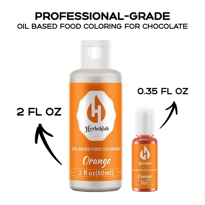 Orange Oil Based Food Coloring – 2 fl oz Professional Grade Concentrated Oil Food Dye for Melting Chocolate, Candy Melts, Cake Pops, Strawberries & Baking