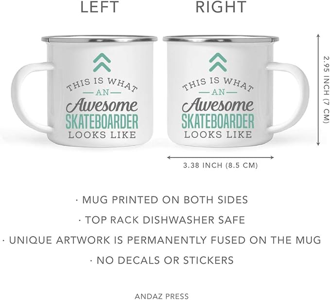 Andaz Press 11oz. Stainless Steel Campfire Coffee Mug Gift, This is What an Awesome Skateboarder Looks Like, 1-Pack, Birthday Gift Ideas Coworker Him Her, Includes Gift Box