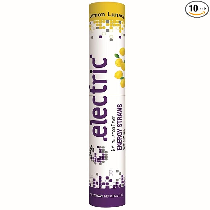 Smooth and Gentle Caffeine Energy. No Sugar. No Calories. Healthy and All Natural Natural Lemon Lunacy – 10 Straw Pack (10-Pack, Lemon)