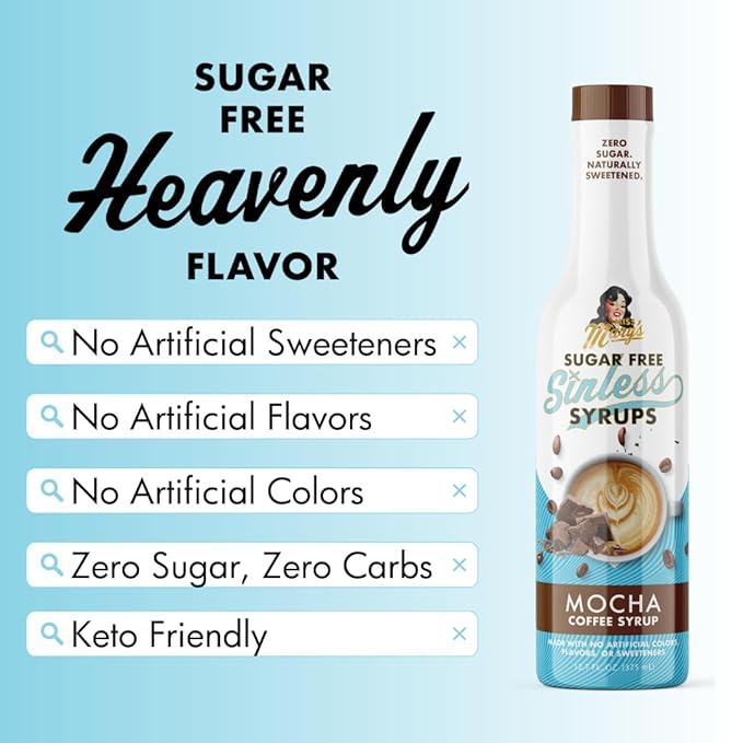 Sugar Free 3pk Mocha Sinless Syrup- Mocha Sugar Free Coffee Syrup, Keto Friendly, Zero Carbs, Plant Based, Natural Ingredients, No Artificial Sweeteners, No Sugar, Diabetic Friendly, Kosher