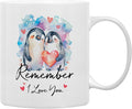 QASHWEY Remember I Love You Coffee Mug, Wedding Gifts Engagement Gifts for Couples Boyfriend Gift Girlfriend Gift Coffee Cups Ceramic 11oz, Cute Penguin Love Tea Cup