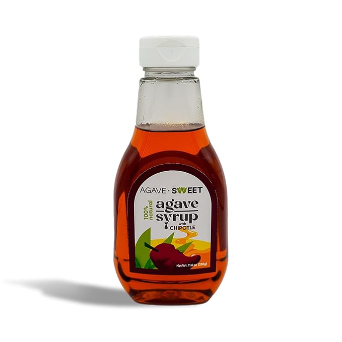 Agave Sweet – Chipotle Infused Agave Syrup | Smoky-Sweet Chipotle Syrup for Cocktails & Cooking | 11.64 oz plastic bottle