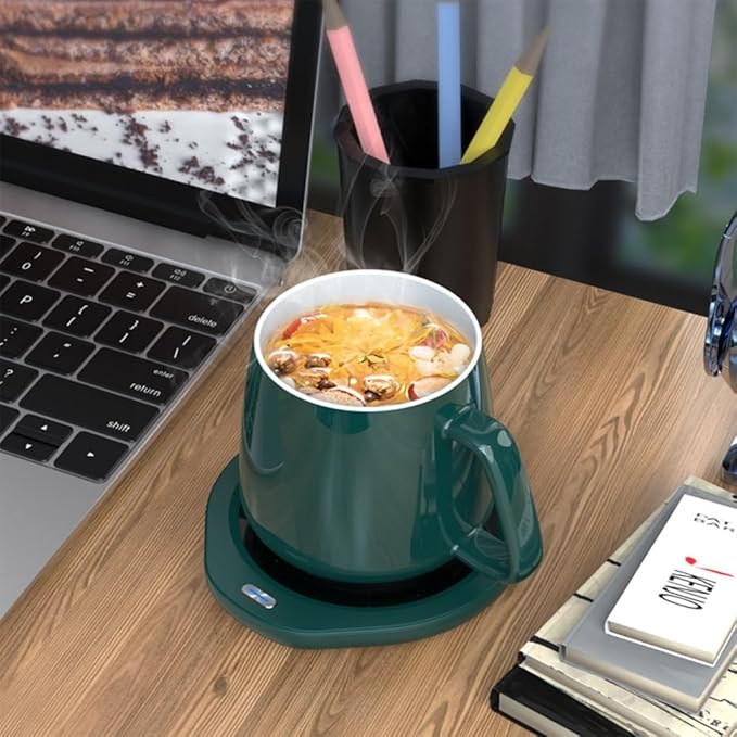 Coffee Mug Warmer - Coffee Cup Warmer for Desk Auto Shut Off, 110V 18W Smart Electric Candle Warmer Beverage Warmer for Coffee, Tea, Water, Milk, Constant 55℃ (Black)