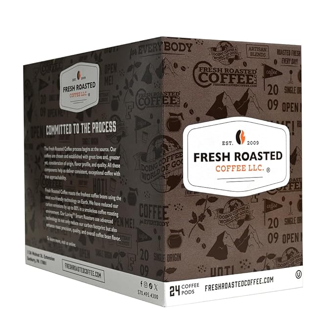 Fresh Roasted Coffee, USDA Organic Peru | 3rd Party Tested for Pesticides, Mold, Mycotoxins, Kosher | 100% Arabica, Specialty Grade, Med Roast 72 Pods for K Cup Brewers