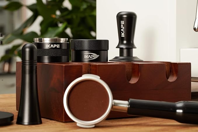 IKAPE Coffee Products, 51MM Coffee Distributor, Gravity Adaptive Espresso Distributor Fits All 51MM Espresso Portafilter, Compatible with 51MM Delonghi Bottomless Portafilter (Black)