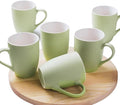 Coffee Mugs Set of 6, 12oz Ceramic Coffee Mugs with Handle, Matte Porcelain Green Coffee Mug for Latte, Tea, Cocoa, Cappuccino, Cups for Women Men for Home Restaurant Mug (Green)