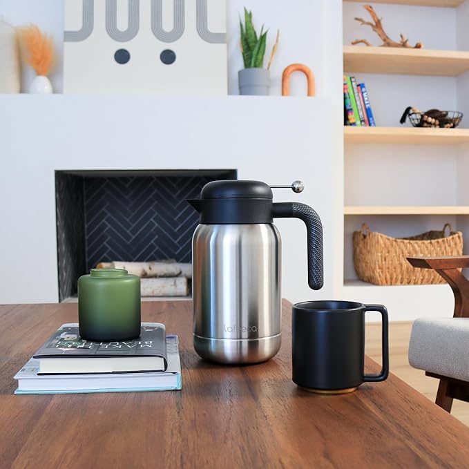Aura Thermal Coffee Carafe - Vacuum Insulated Stainless Steel Tea Pot & Water Pitcher, Keeps Drinks Hot or Cold, BPA-Free, Beverage Dispenser Thermos - 51 oz Stainless