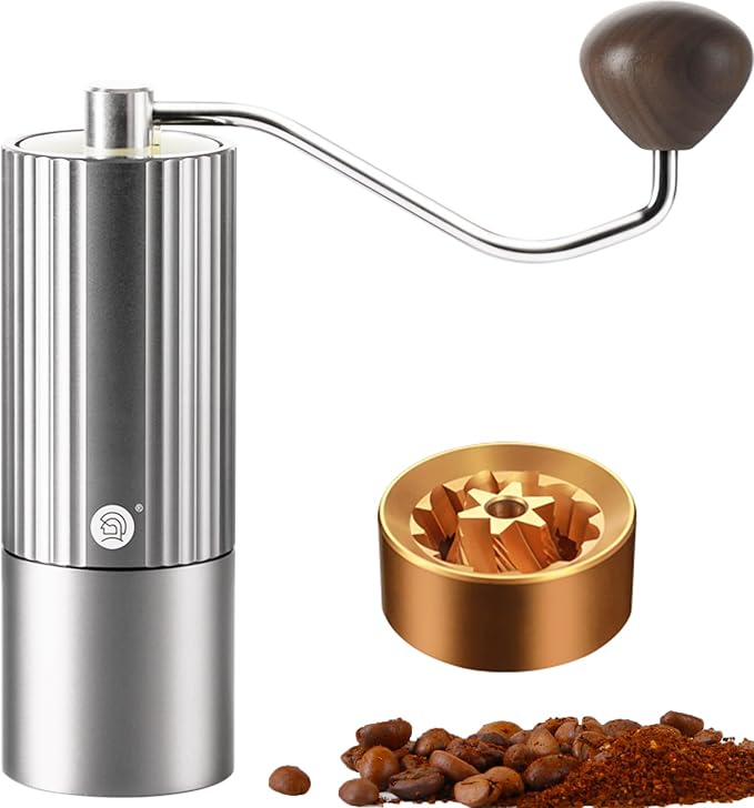 Z3 /Z3pro Coffee Bean Grinder, Hand Grinder with 6-Core CNC Stainless Steel Conical Burr,Double Bearing Positioning for Espresso,Pour Over,FrenchPress,Moka,Americano (Silver, Z3PRO)