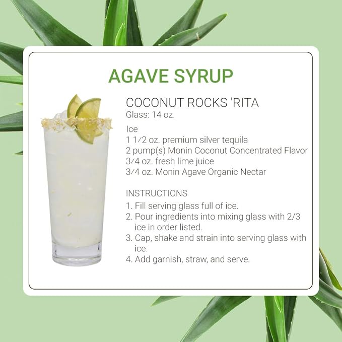 Monin - Organic Agave Syrup, Sweet and Full Flavor, Great for Any Beverage, Gluten-Free, Non-GMO (750 ml)