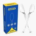 POSATE Heavy Duty Plastic Spoons - Food-Grade Disposable Material, Clear, Pack of 30