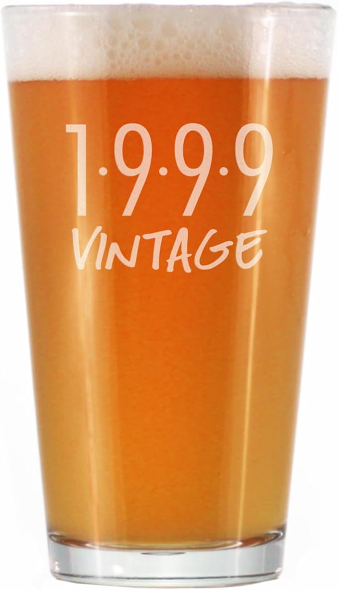 Vintage 1999 Pint Glass for Beer - 26th Birthday Gifts for Men or Women Turning 26 - Fun Bday Party Decor - 16 oz