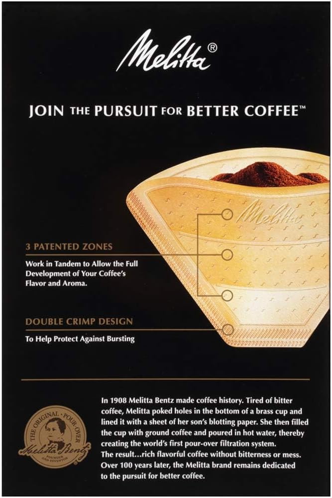 Melitta #4 Gourmet Cone Coffee Filters, Unbleached Natural Brown, 80 Total Filters Count