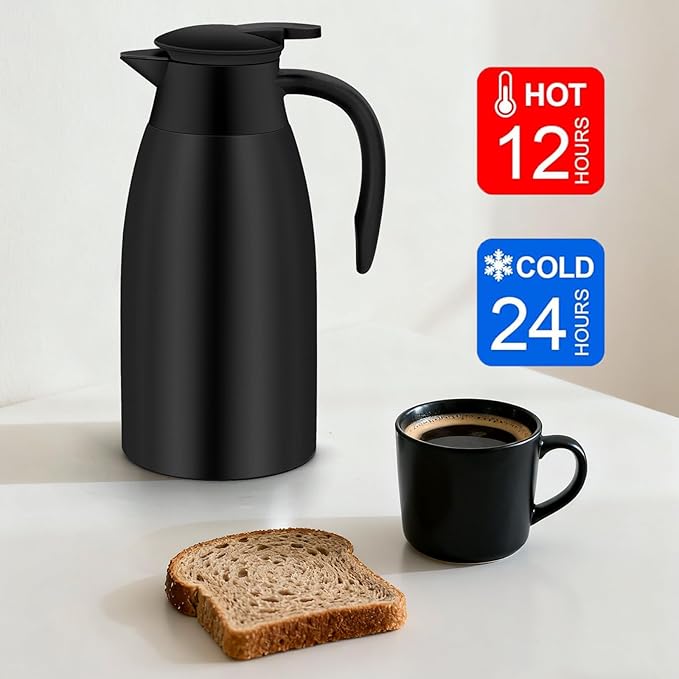 70oz Thermal Coffee Carafe Insulated Coffee Thermo,2 Pack Stainless Steel Thermo Pitcher,Double Walled Vacuum Insulation Coffee Carafes For Keeping Hot,Tea Water Hot Beverage Dispenser