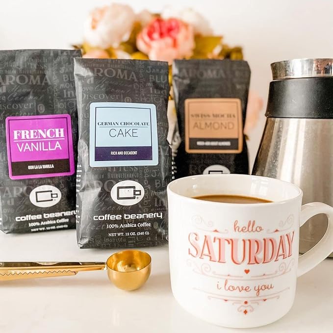 Coffee Beanery Vanilla Bean Flavored Coffee, 1-1.75oz Try Me Size Coffee Sampler, Light-Medium Roast