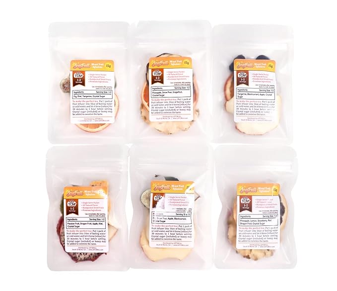 USTCM JoyFull Mixed Fruit Infusions Fruit Tea Single Pack All Natural Dried Fruits Mixed Flavors Make Perfect Tea! 15g (Combo 5, Pack of 6)