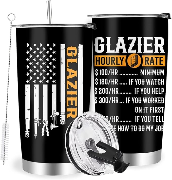 Glazier Gift, Glass Fitter Gifts for Dad, Stainless Steel Insulated Tumbler 20oz