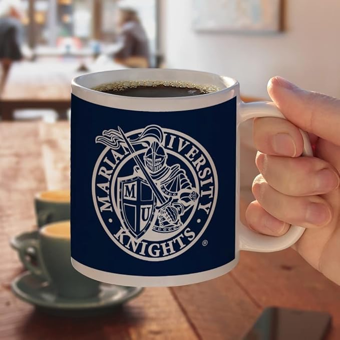 Marian University Knights Logo Ceramic Coffee Mug, Novelty Gift Mugs for Coffee, Tea and Hot Drinks, 11oz, White