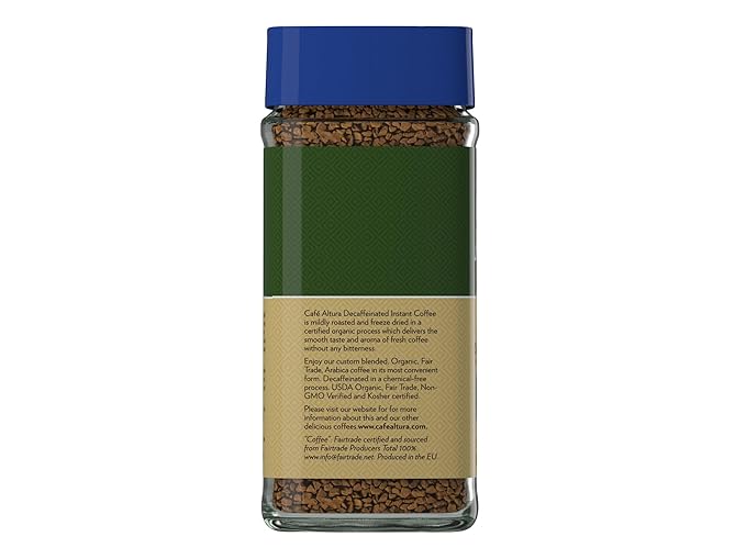 Cafe Altura Decaf Freeze Dried Instant Organic Coffee, 3.53 oz Jar (Pack Of 6)