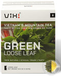 VIXI Green Tea Loose Leaf, (8.00 Oz), Vietnam's Mountain Tea, Caffeinated, Antioxidant, Dried Whole Full Large Leaves, 100% Natural from Ancient Tea Tree for Hot and Cold Brew