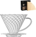 Coffee Dripper, Resuable Pour Over Coffee Maker With Handle, Slow Brewing Coffee Pour Over for Cafe, Travel, Home&Offices with 100 Filter Papers (Borosilicate Glass, 1-4 Cups)