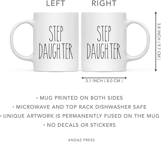 Andaz Press Simple Rustic Farmhouse Kitchen Decor 11oz. Ceramic Coffee Tea Mug Gift, Step Daughter, 1-Pack, Birthday Christmas Gift Ideas for Family, Friends
