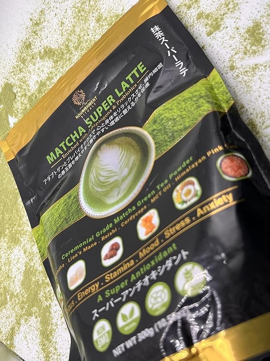 Nourishment Rituals Authentic Matcha Super Latte Ashwagandha Lion's Mane Reishi Cordyceps Made with Ceremonial Grade Organic Matcha Green Tea Powder Net weight 260g (2-Pack)