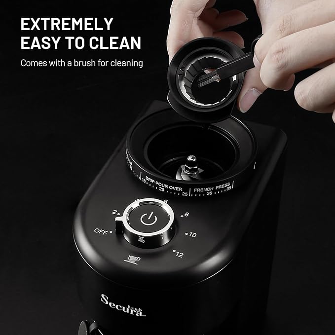 Conical Burr Coffee Grinder Electric Espresso Coffee Grinder with 35 Ajustable Precise Grind Settings for 2-12 Cup 8.8 Ounce Coffee Bean Storage