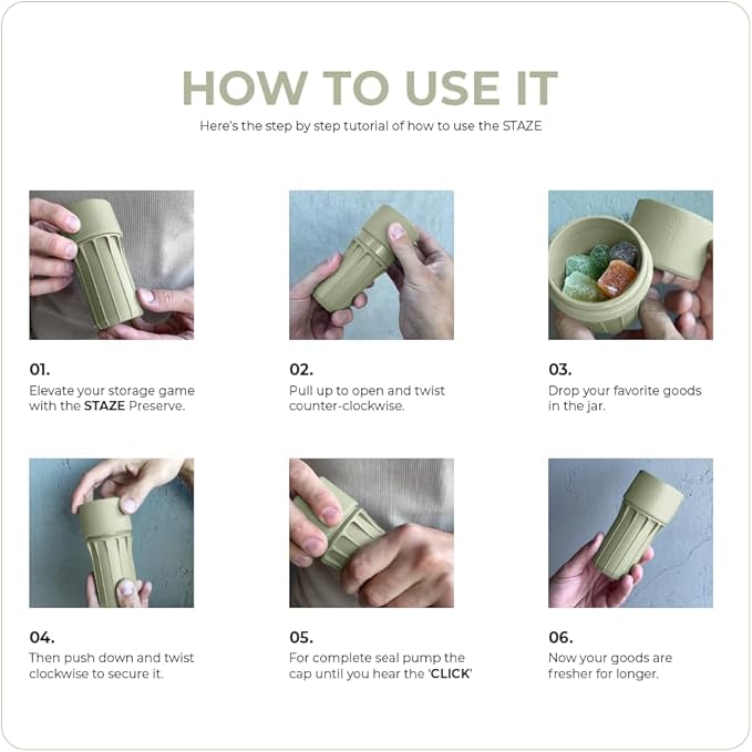 Staze Preserve Vacuum Sealed Storage Jars (148ml) | Patented Smell Proof Containers | Herb Storage & Food Storage Container with Protection - (Foam)