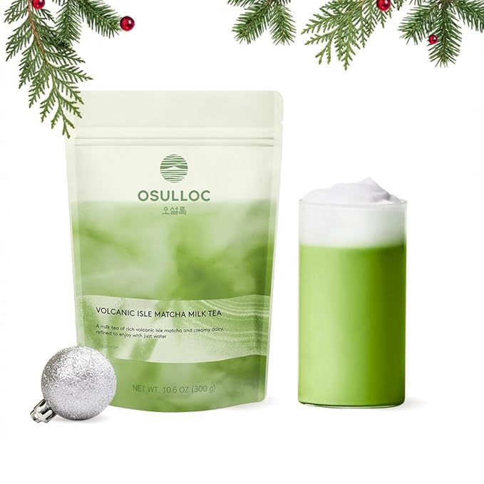 OSULLOC Volcanic Isle Matcha Milk Tea – Premium Jeju Matcha Latte Powder, Just Add Water, Creamy & Smooth, Large Pouch (10.6oz, 300g)
