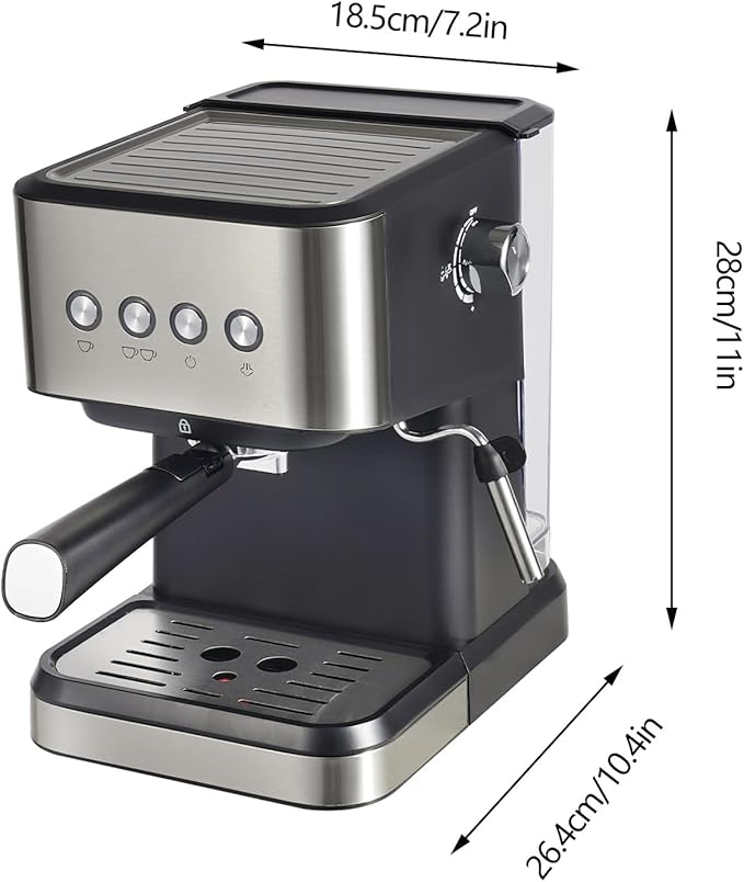 Espresso Machine,Semi-Automatic Coffee Machine,Spoon&Tamper Small Drip Coffee Machine,1.5L Semi-automatic Coffee Machine make coffee (single/double shot),latte macchiato, and hot milk/milk froth
