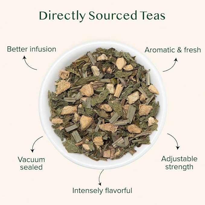 VAHDAM, Ginger Mint Green Tea Loose Leaf (50+ Cups, 3.5oz) Blend Of Ginger Tea & Mint Tea | Pure Green Tea Leaves | High Elevation Grown | Vacuum Sealed