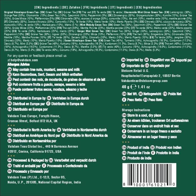 VAHDAM, Assorted Green Tea Bags Sampler (5 Flavors, 20 Ecofriendly Pyramid Tea bags) I Christmas 2025 Gift Ideas for Women & Men | Himalayan Green Tea Varieties | Gluten Free & Non GMO