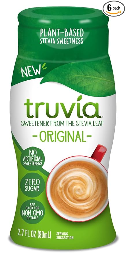 Truvia Zero-Calorie Liquid Sweetener from the Stevia Leaf, 2.7 Fl Oz bottle, Original flavor (Pack of 6)