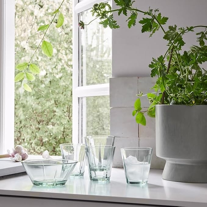 Rosendahl Grand Cru Recycled Glass Tumblers (Set of 4) - 8.8 Fl. Oz. - Lead-Free, Dishwasher Safe, Elegant Clear Glass Drinkware for Water, Juice, Coffee, and Wine - Modern, Durable (Green)