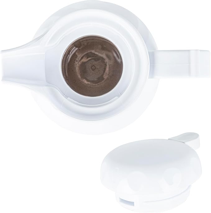 Restaurantware-Restpresso 42 Ounce Coffee Carafe, 1 Insulated Coffee Server - Push-Button Top, Swirl Design, White Plastic Pitcher, Built-In Handle, With Identification Tags