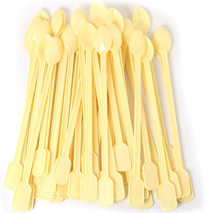 Coffee Spoon 500 PCS Disposable Tiny Coffee Tea Spoon Beige Plastic Stir Cocktail Sticks Mini Tea Stirrer