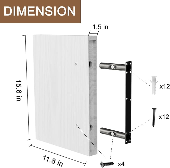 White 12 Inch Deep Floating Shelves Set of 2, Rustic Wood Shelving Live Edge Shelves Display, Bathroom Wall Shelf Decor for Living Room, Kitchen, Office