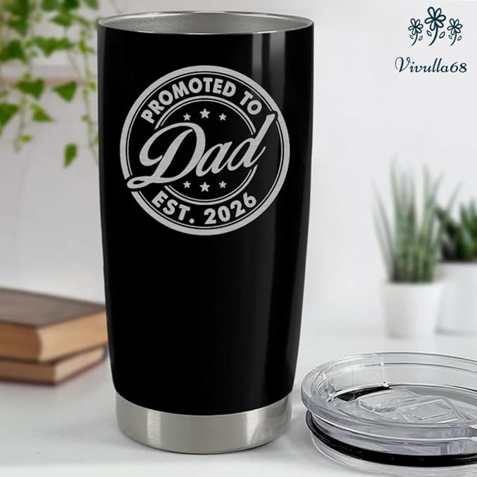Christmas Gifts For New Dad 2026 Tumbler 20 Oz, Promoted to Dad Est 2026 Mug, Daddy Established 2026 Coffee Cup, 1st Time Fathers Day And Christmas Gifts, Daddy To Be Gift Ideas, Papa Travel Cup