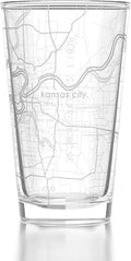 Well Told Engraved Kansas City Missouri Map Pint Glass, Etched Beer Gift (16 oz, Clear) City Map Pint, Custom City Glassware, Gifts For Beer Lovers