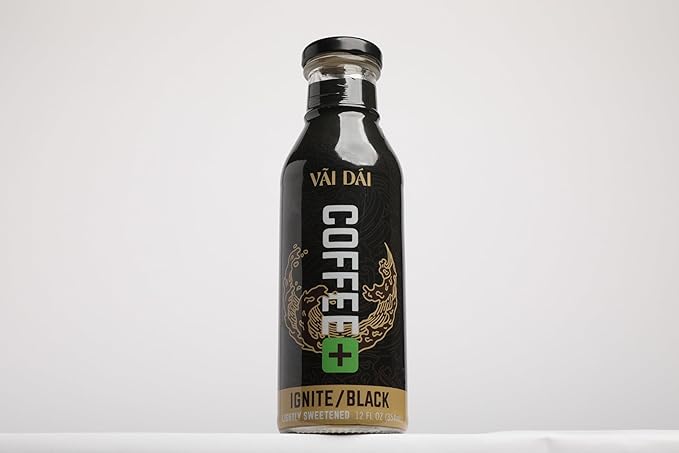 Vai Dai Coffee Black 4-pack, Lightly Sweetened, Ready-to-Drink, Functional, Adaptogens & Nootropics for Energy, Focus & Mental Clarity, with Lion’s Mane, Ashwagandha, Mushrooms & Cordyceps, Gluten-Free, Non-GMO. VaiDai