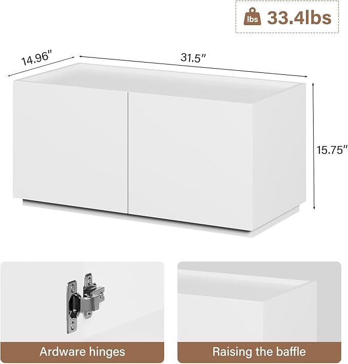 Stackable Small Storage Cabinet with 2 Doors - Modular Closet Solution and Short Storage Cabinet - Elegant Accent Cabinet for Home or Office Organization White